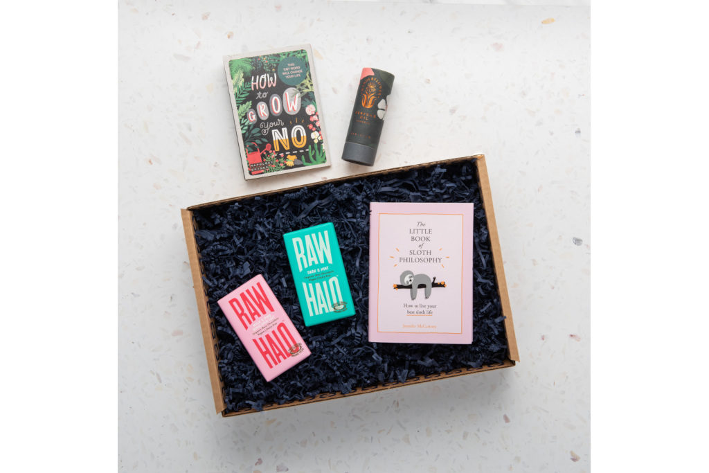 Box with books and chocolates