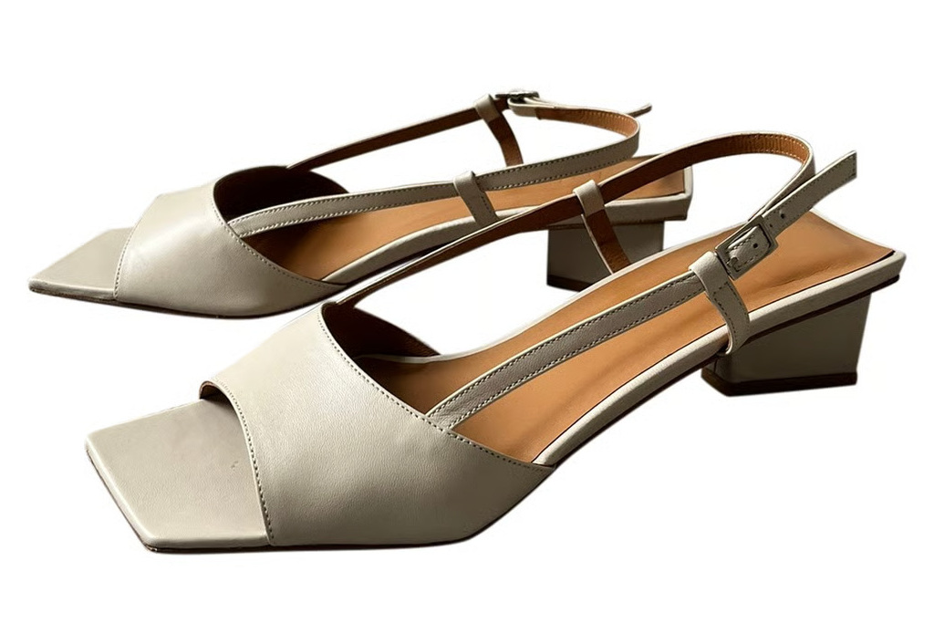 Cream leather sandals