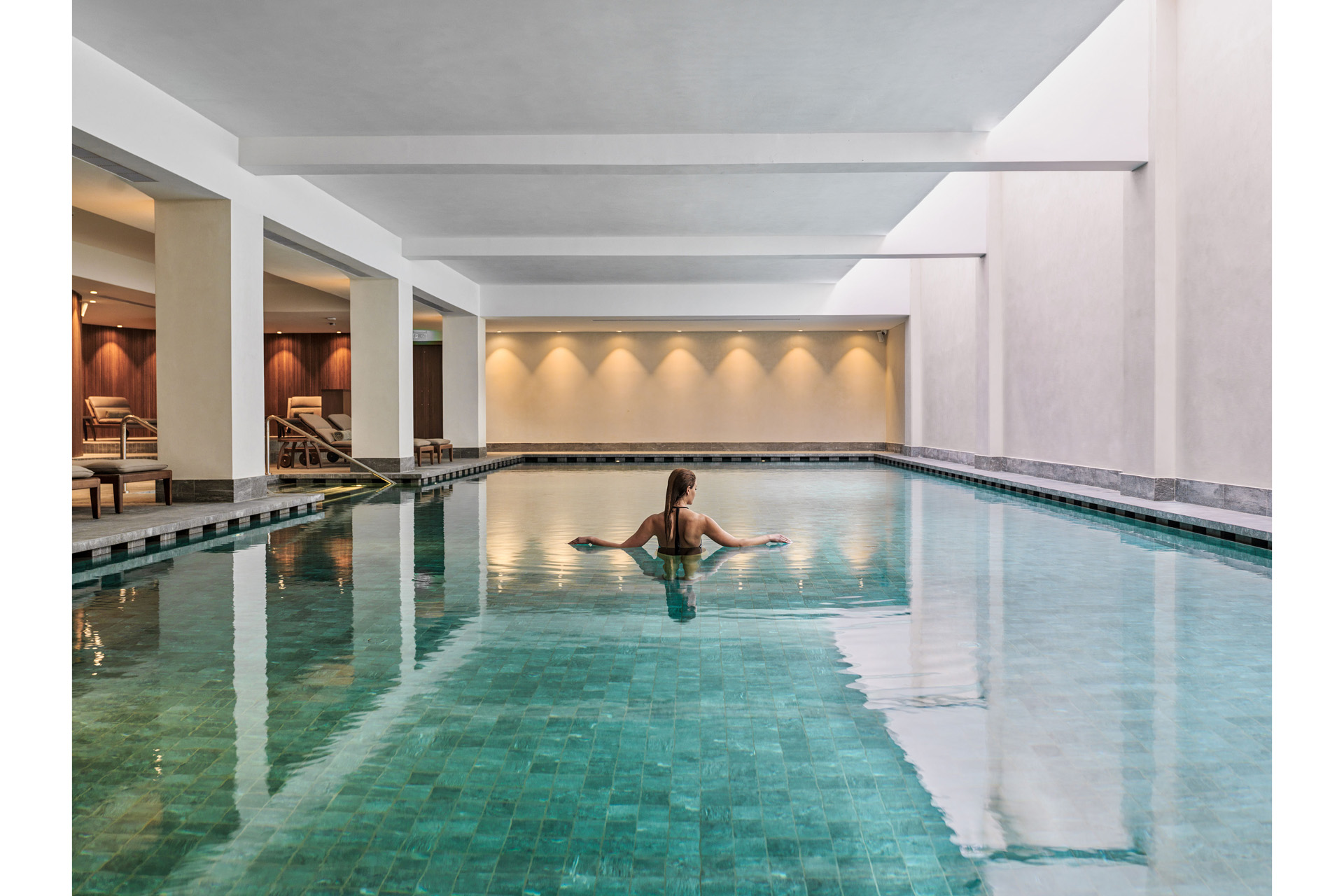 A woman in a spa pool