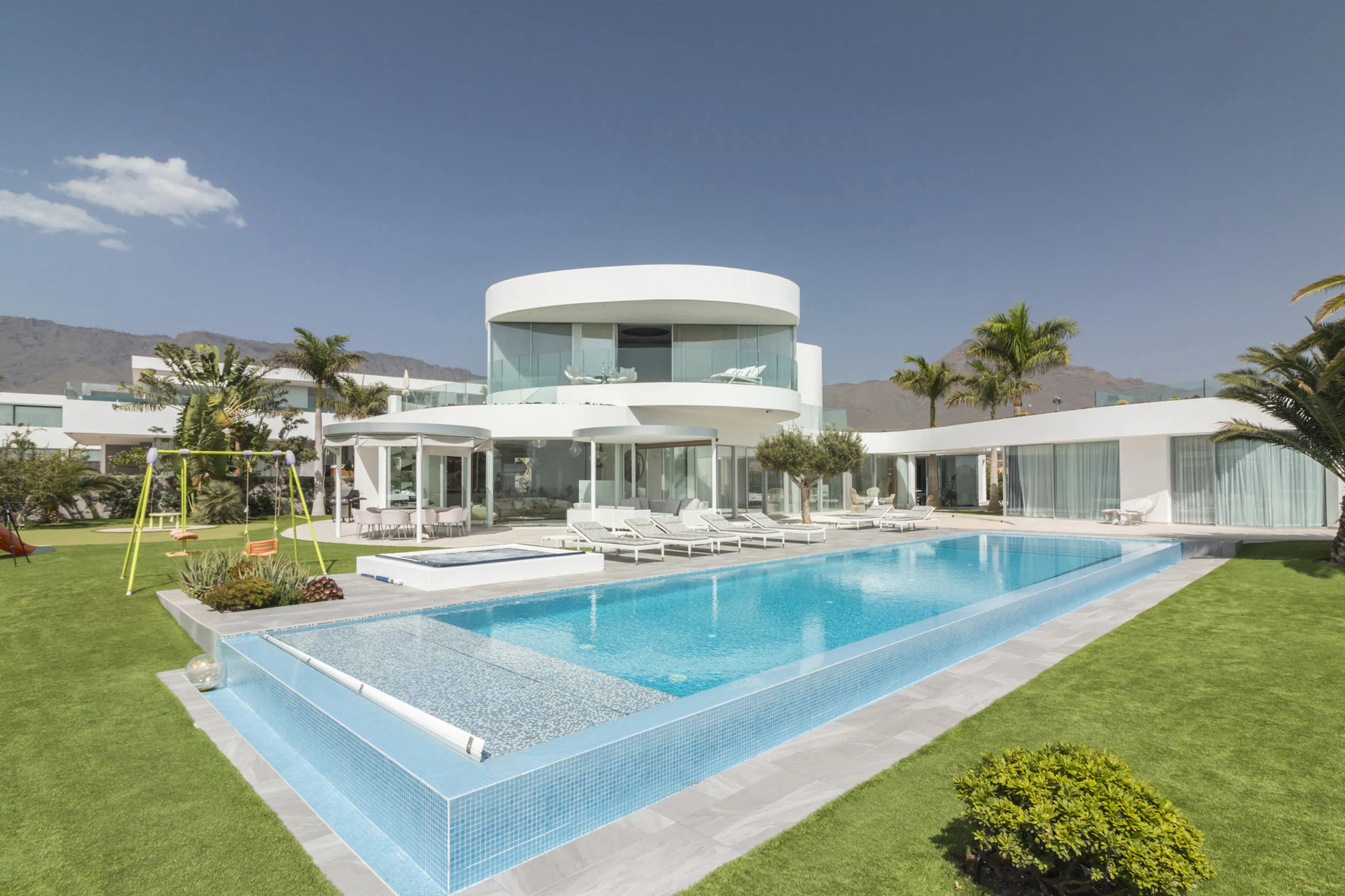 A swimming pool and villa in the Canary Islands, Spain