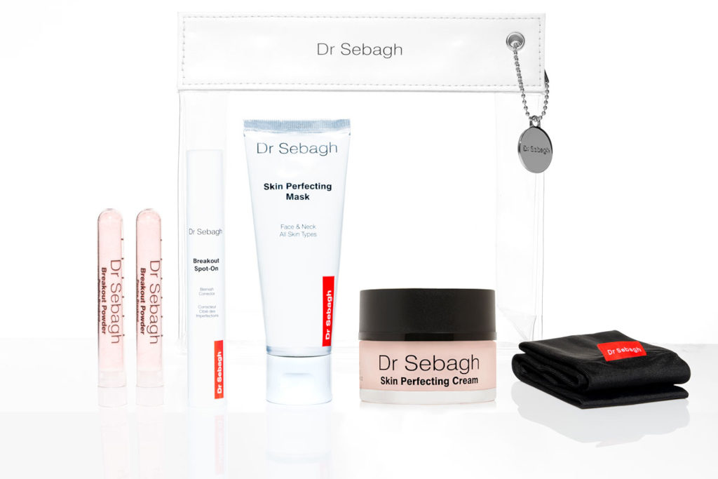Clear bag with skincare products