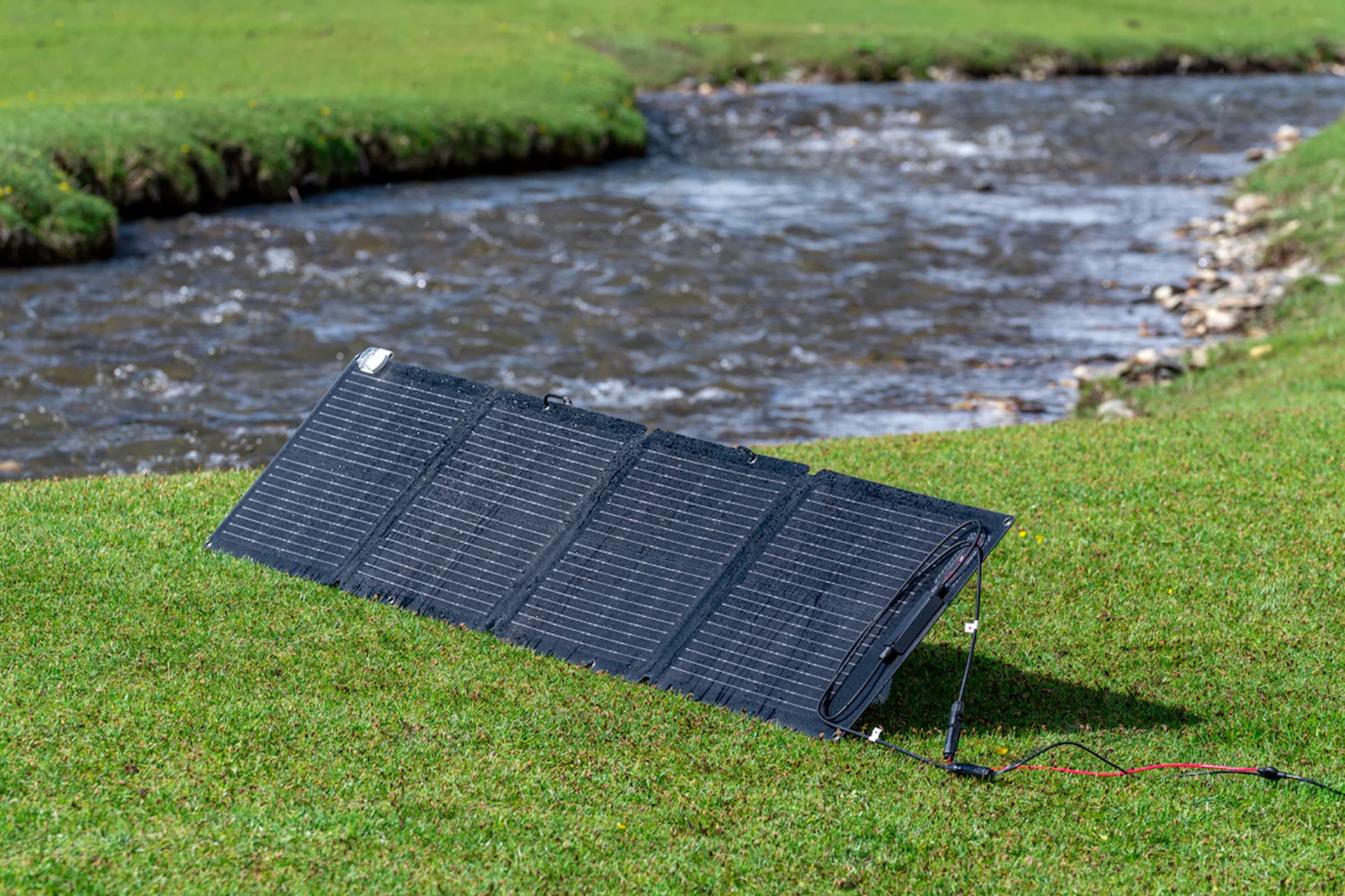 Portable solar panel in field