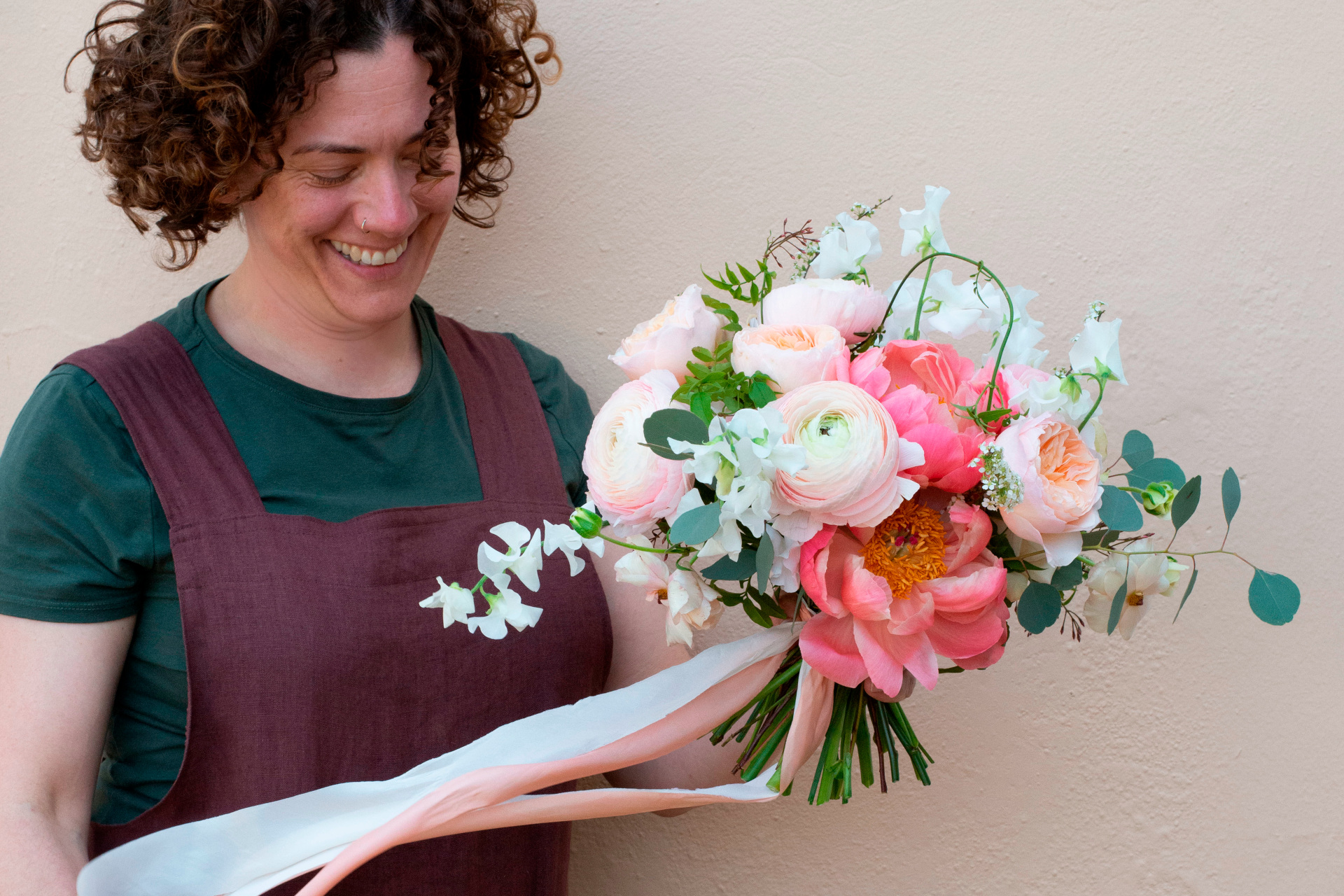 Woman holding bouquet