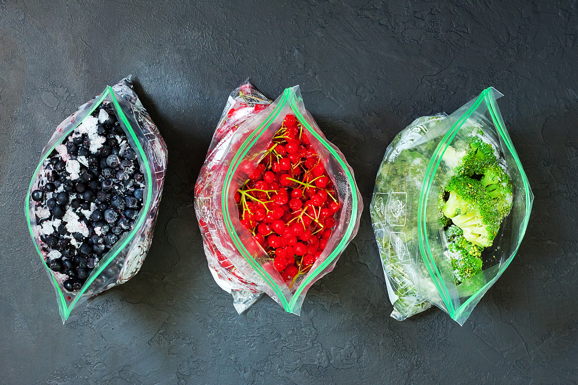 Frozen vegetables in packets