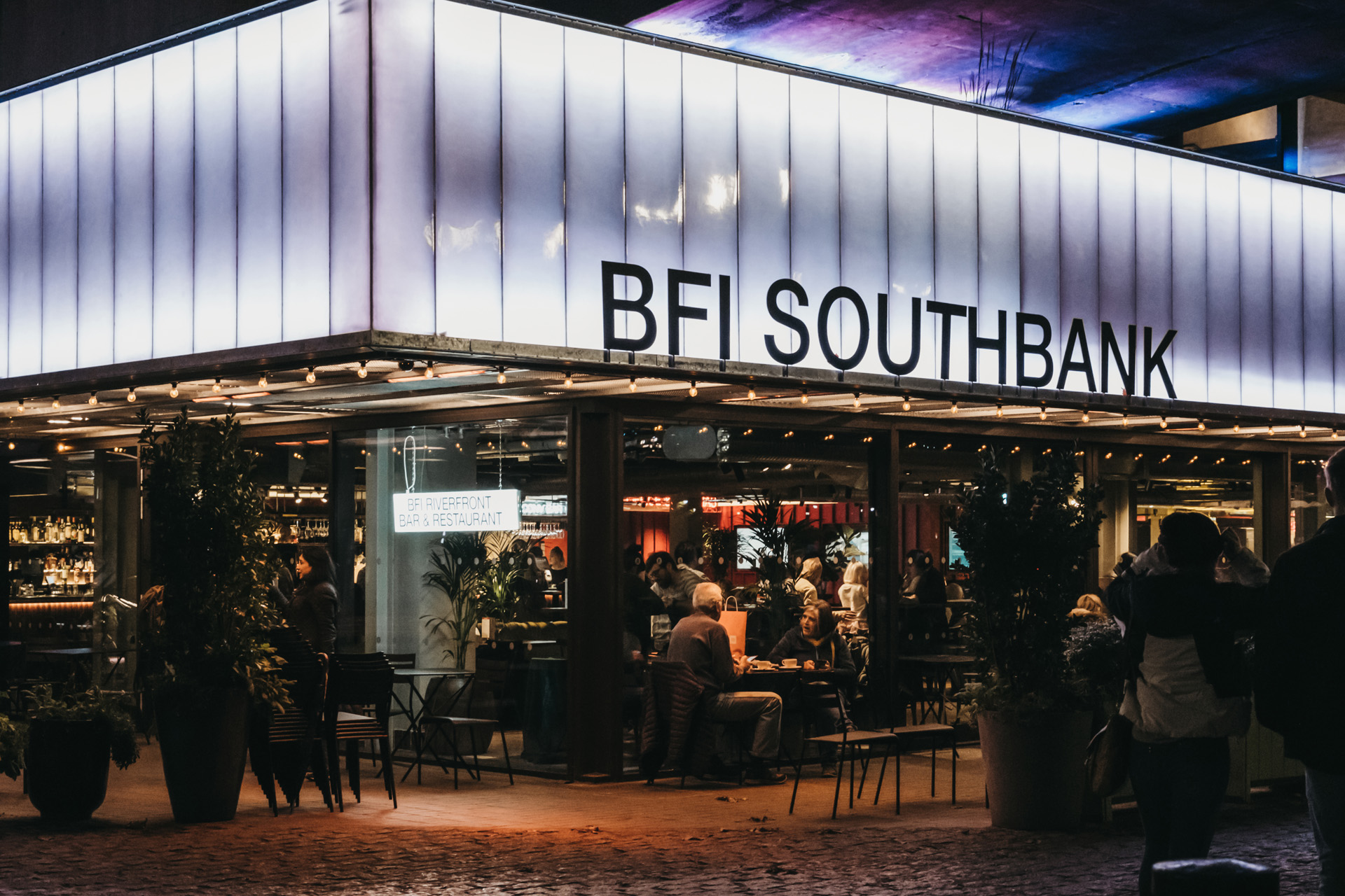 Facade of BFI Southbank, the leading repertory cinema in the London, UK.