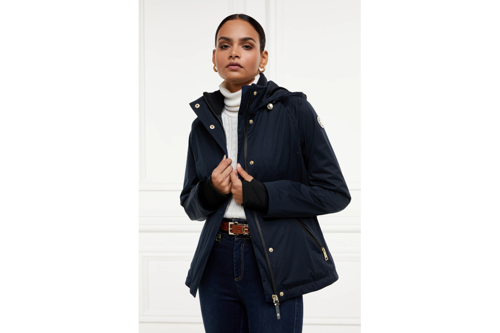 Woman in navy jacket