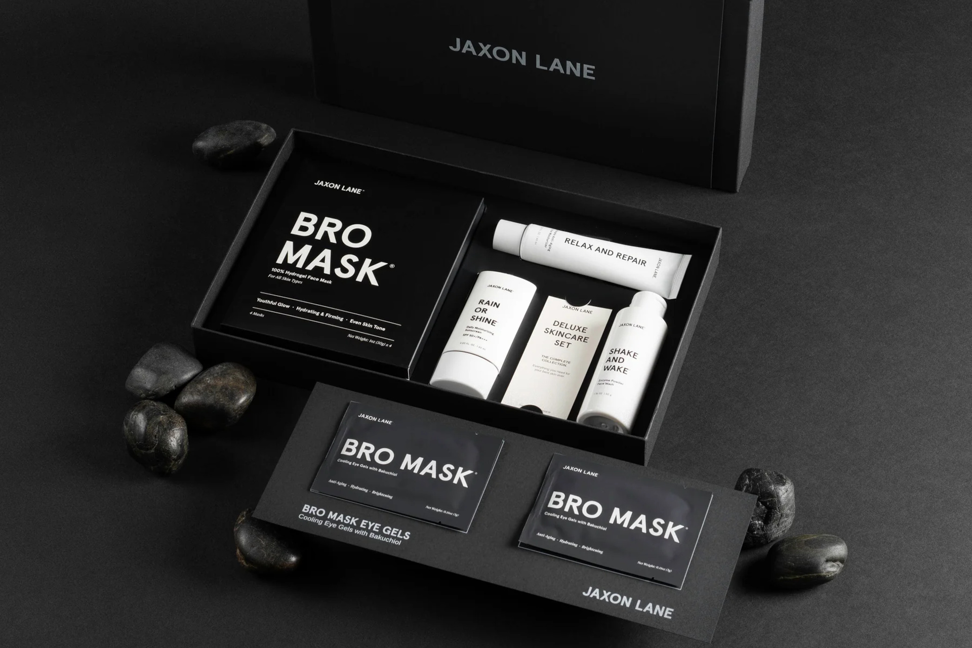 Black box full of skincare for men