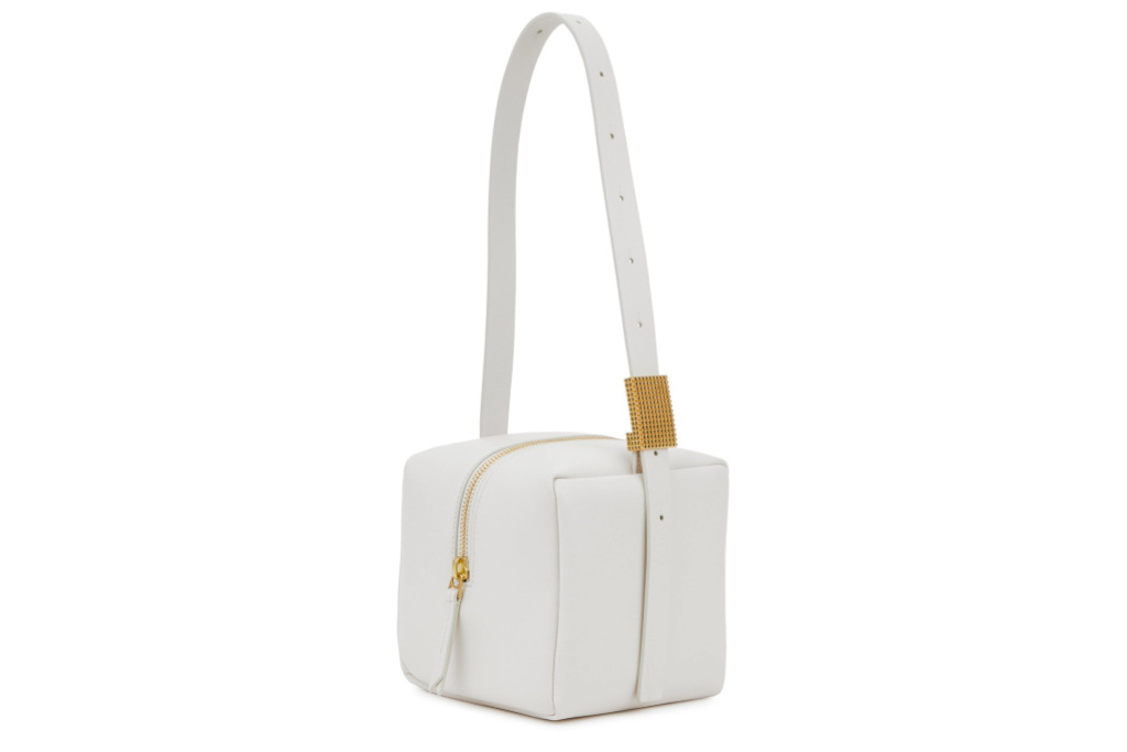 White leather handbag