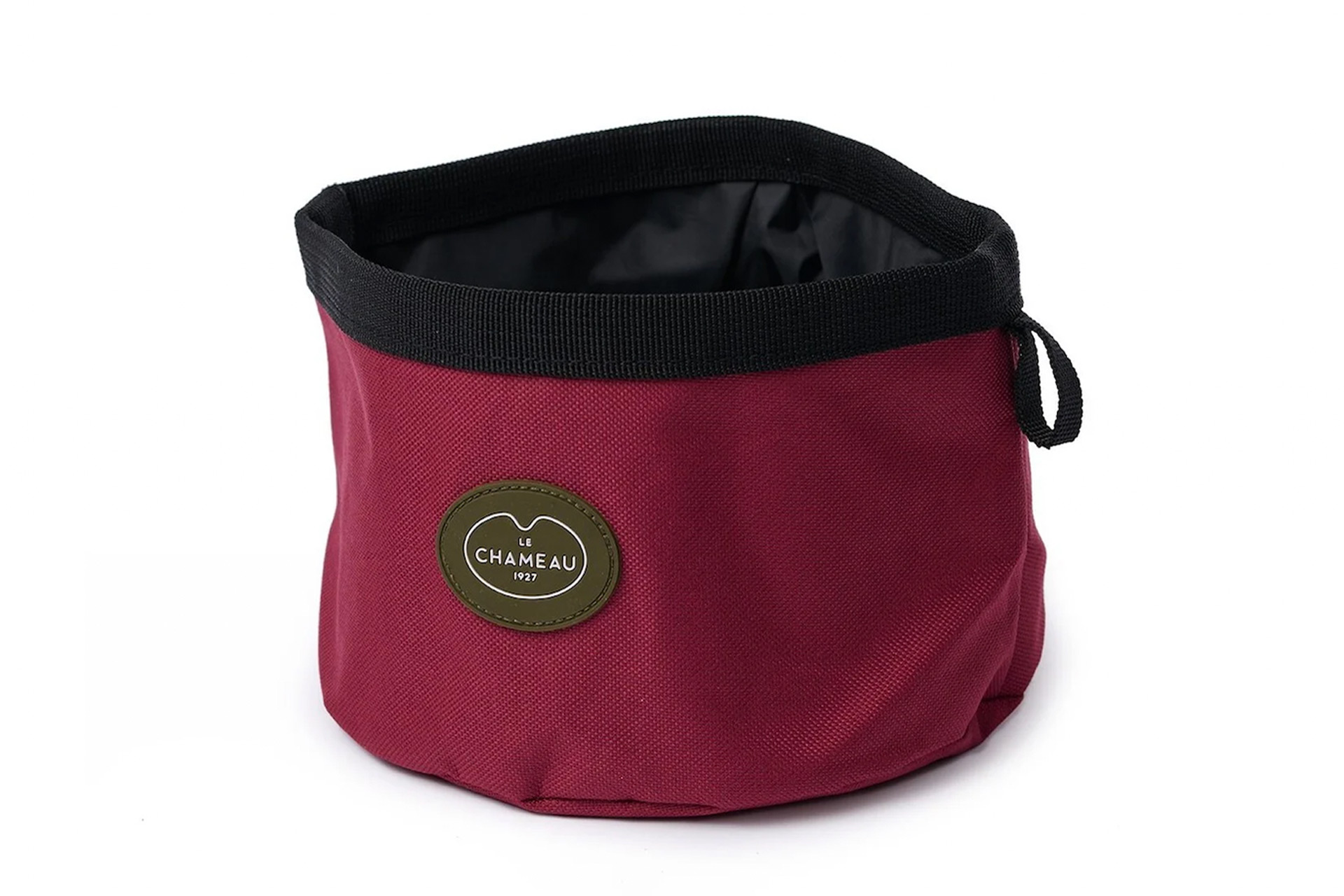 Dark red portable dog bowl