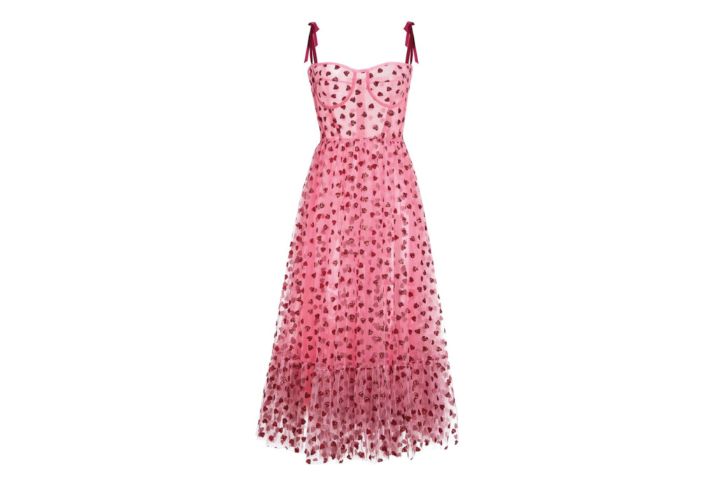 Pink dress with red hearts
