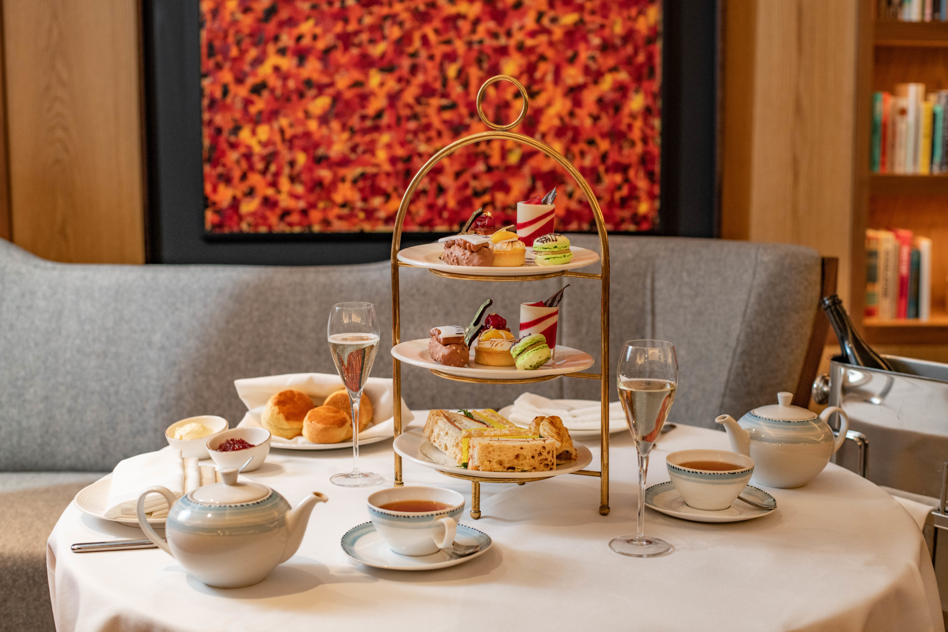 Afternoon tea spread on a table