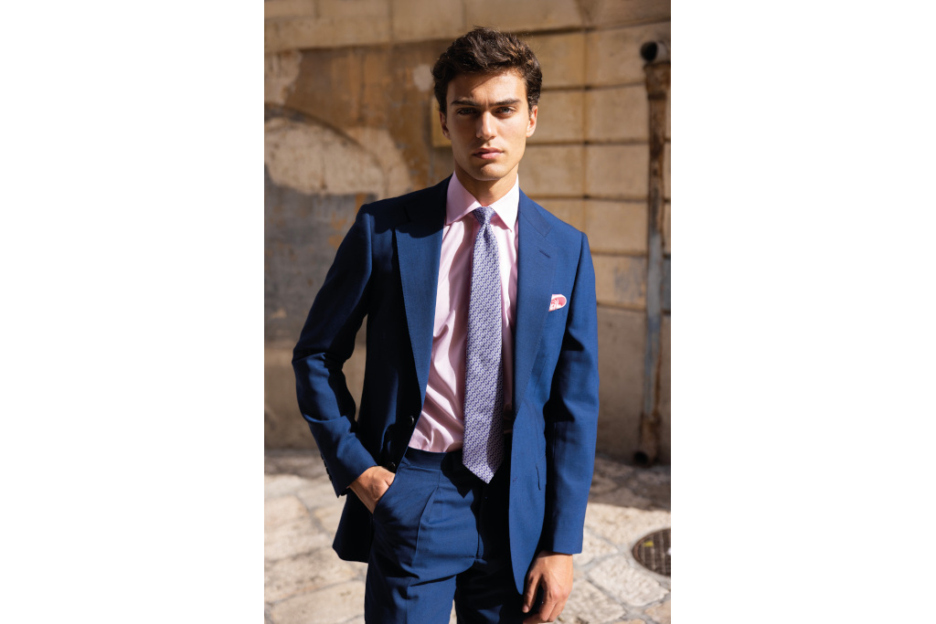 Man in blue groom suit