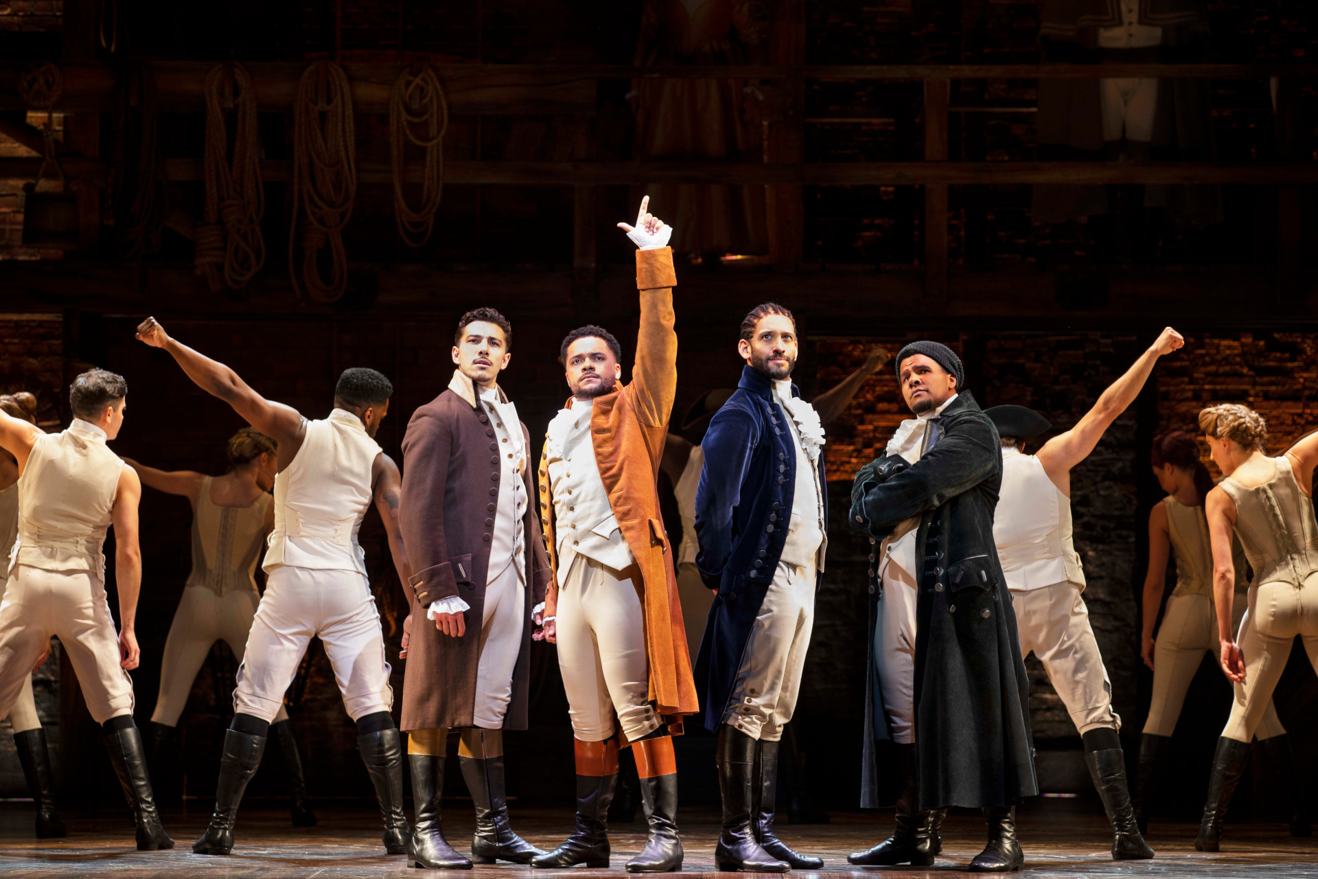 Cast of Hamilton onstage