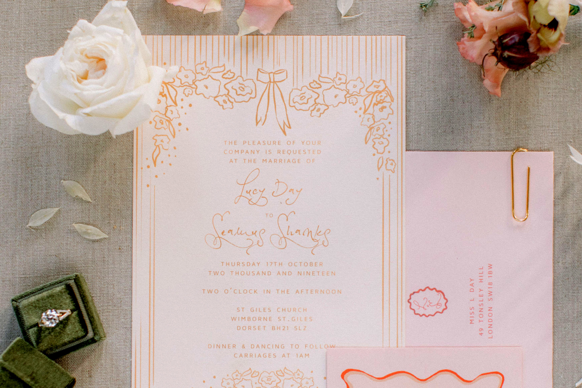 Pink wedding invitations