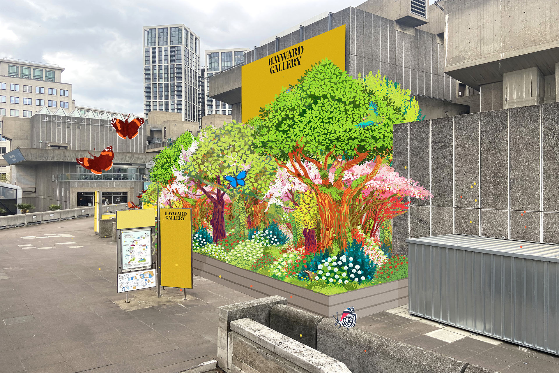 An illustration of SUGi's pocket forest at the Hayward Gallery