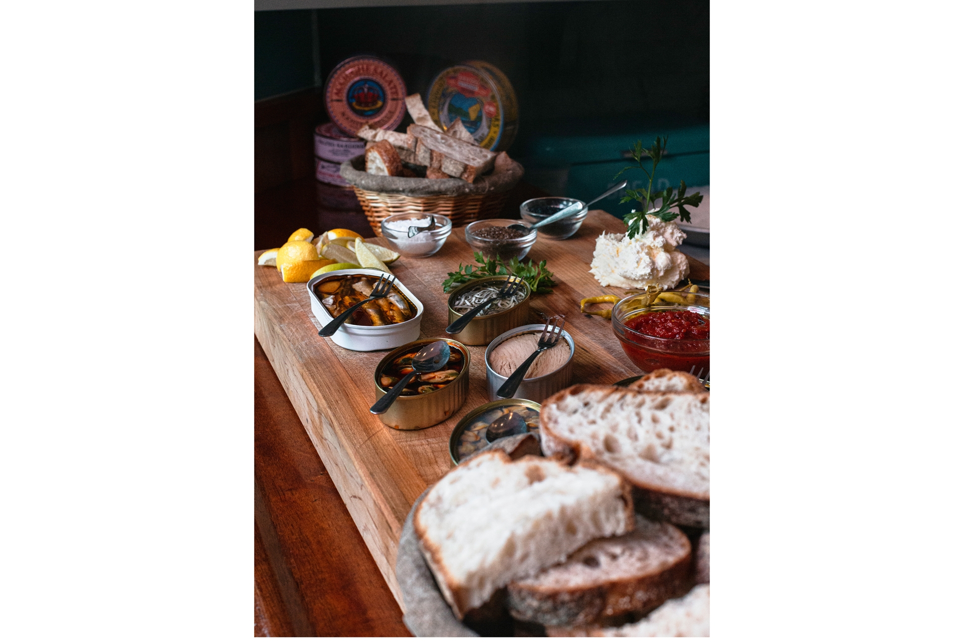 The Tin Board with bread and fish