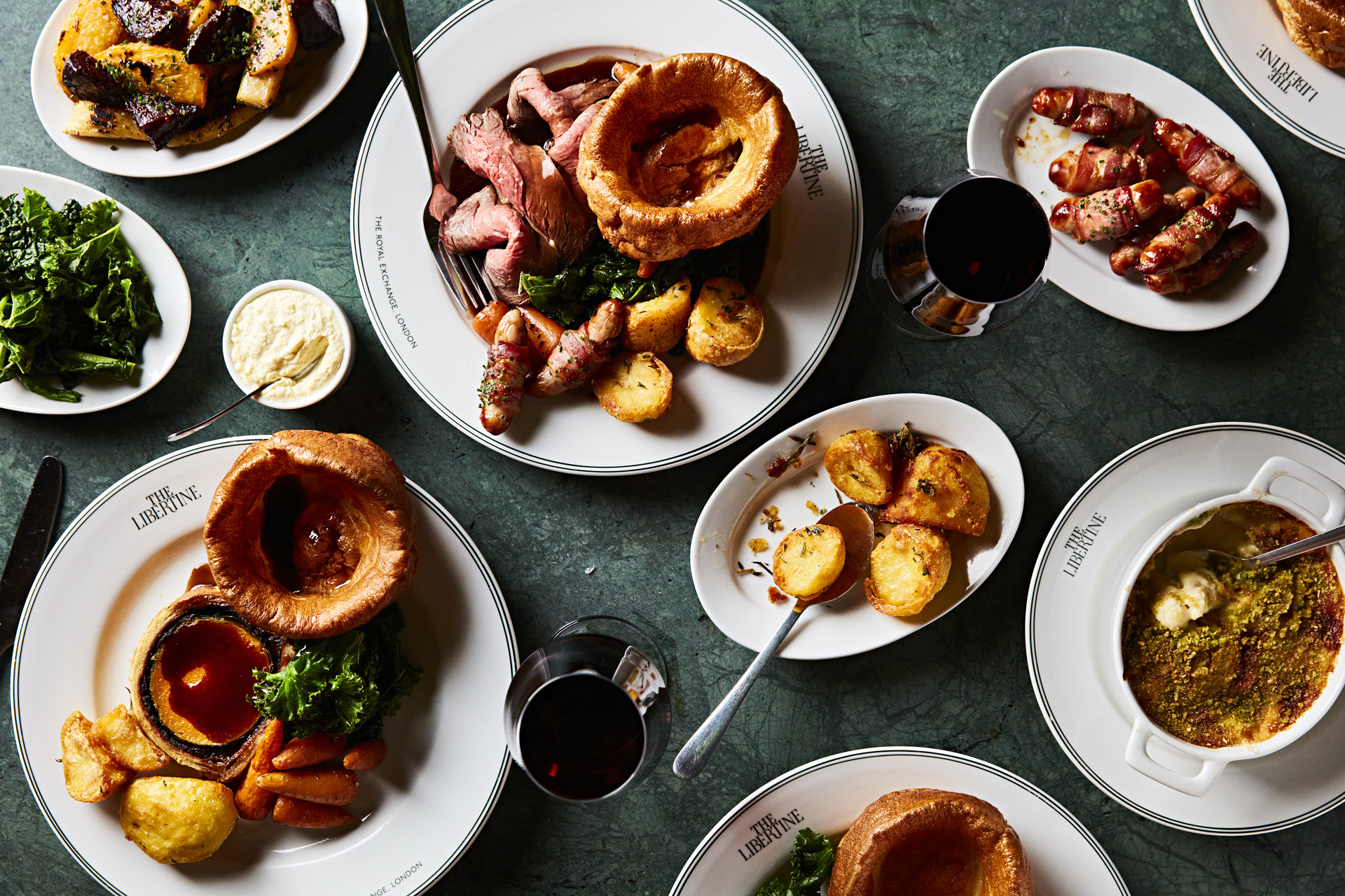 Plates of roast dinner at The Libertine