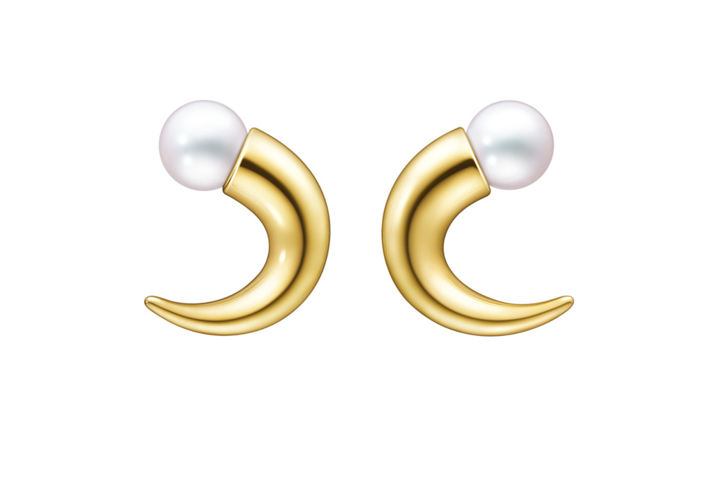 Gold horn-shaped earrings