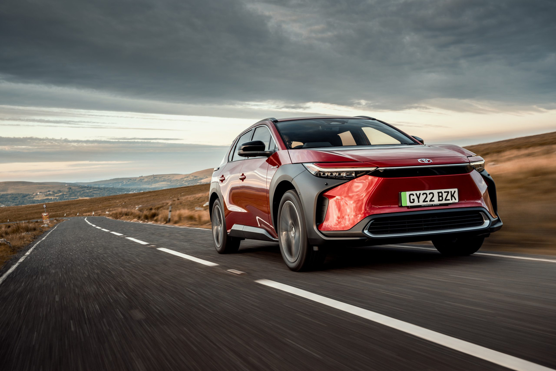 The Toyota bZ4X Vision 160kW AWD on a country road