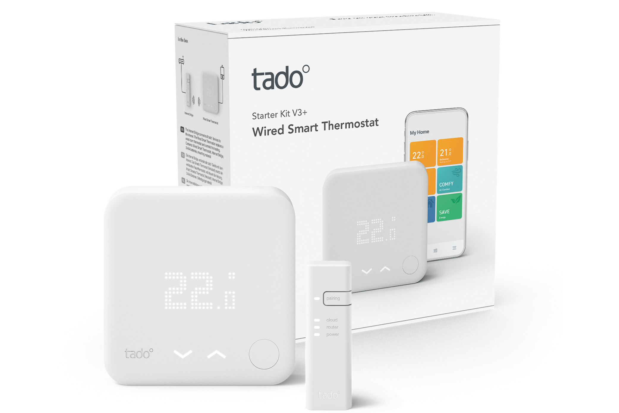 White thermostat and branded box
