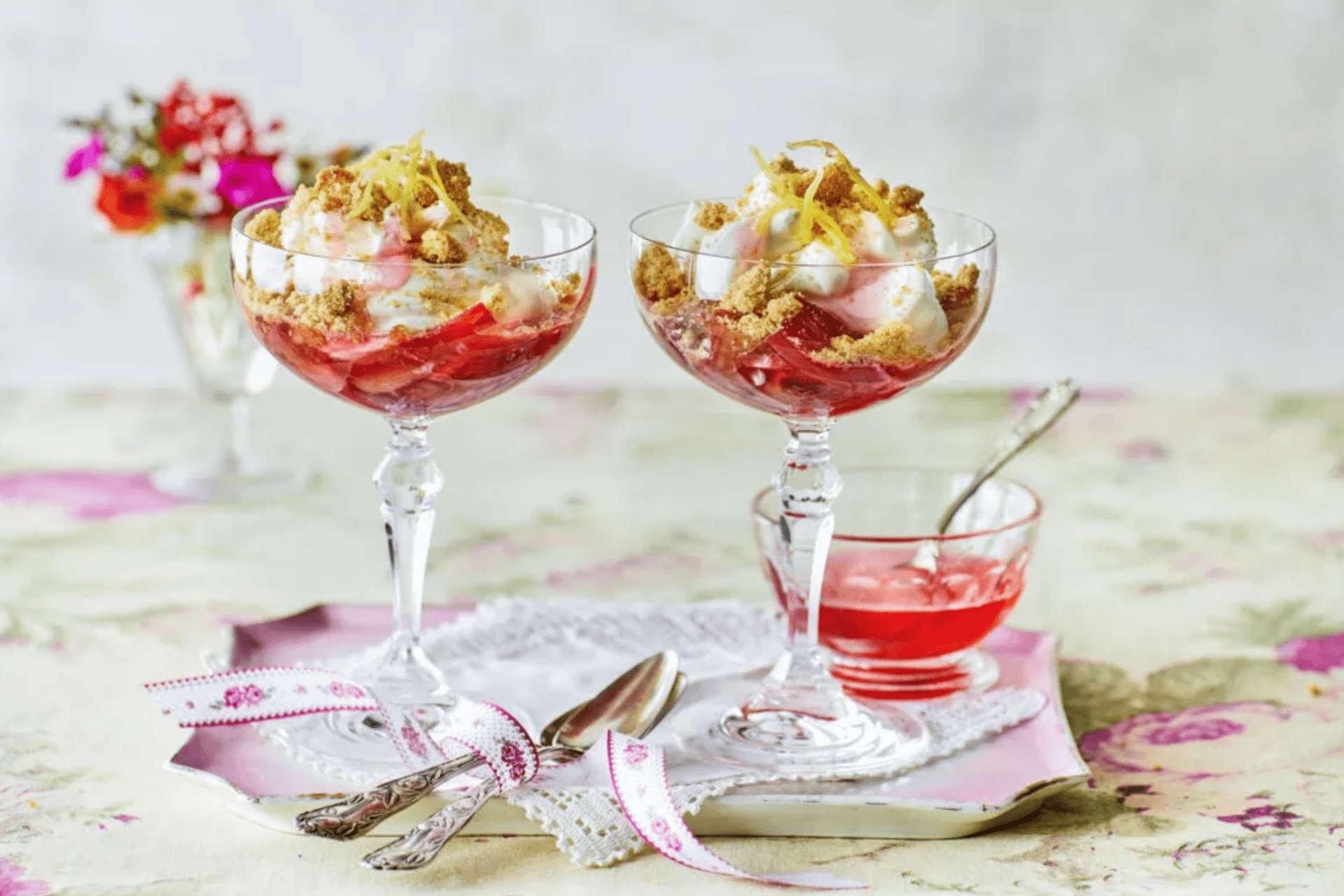 Rhubarb and ginger sundaes