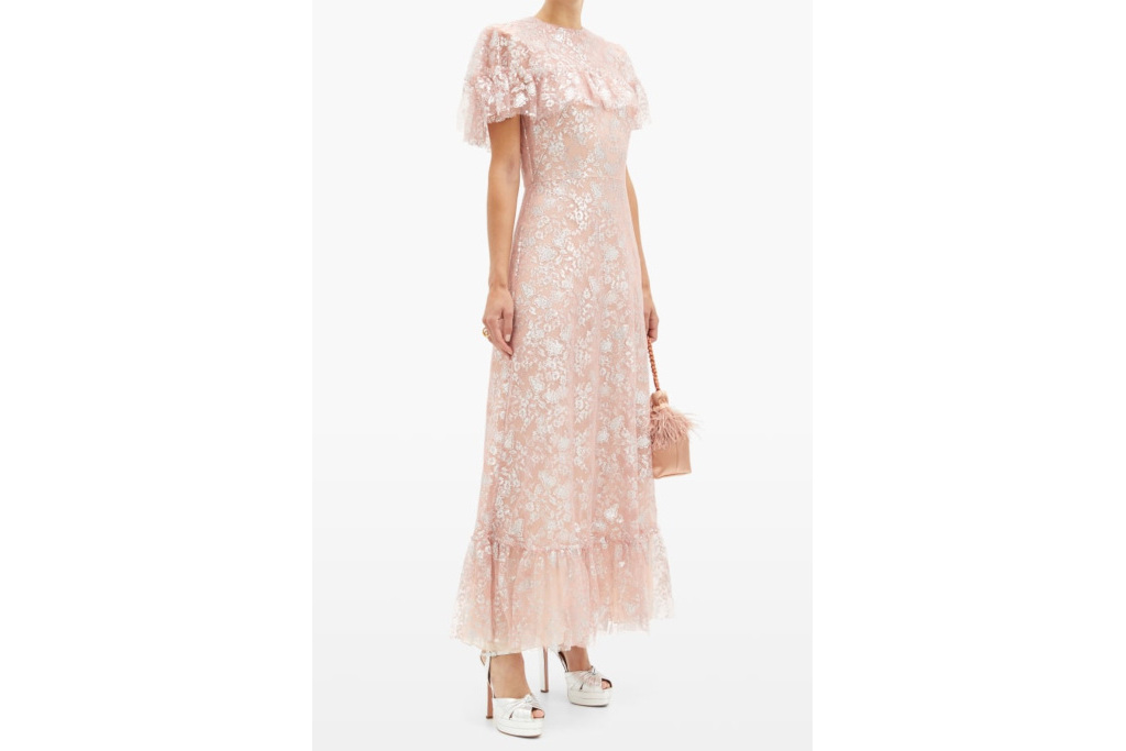 Woman in pink sequin dress