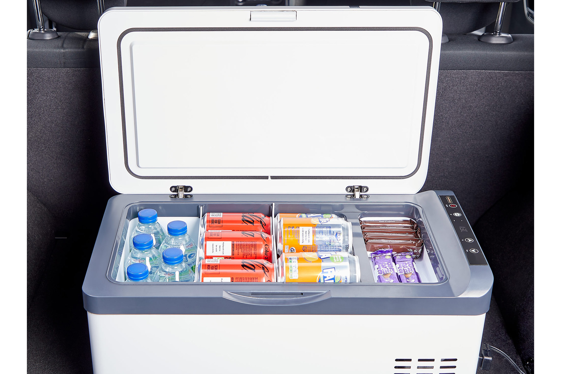 Small white car fridge-freezer