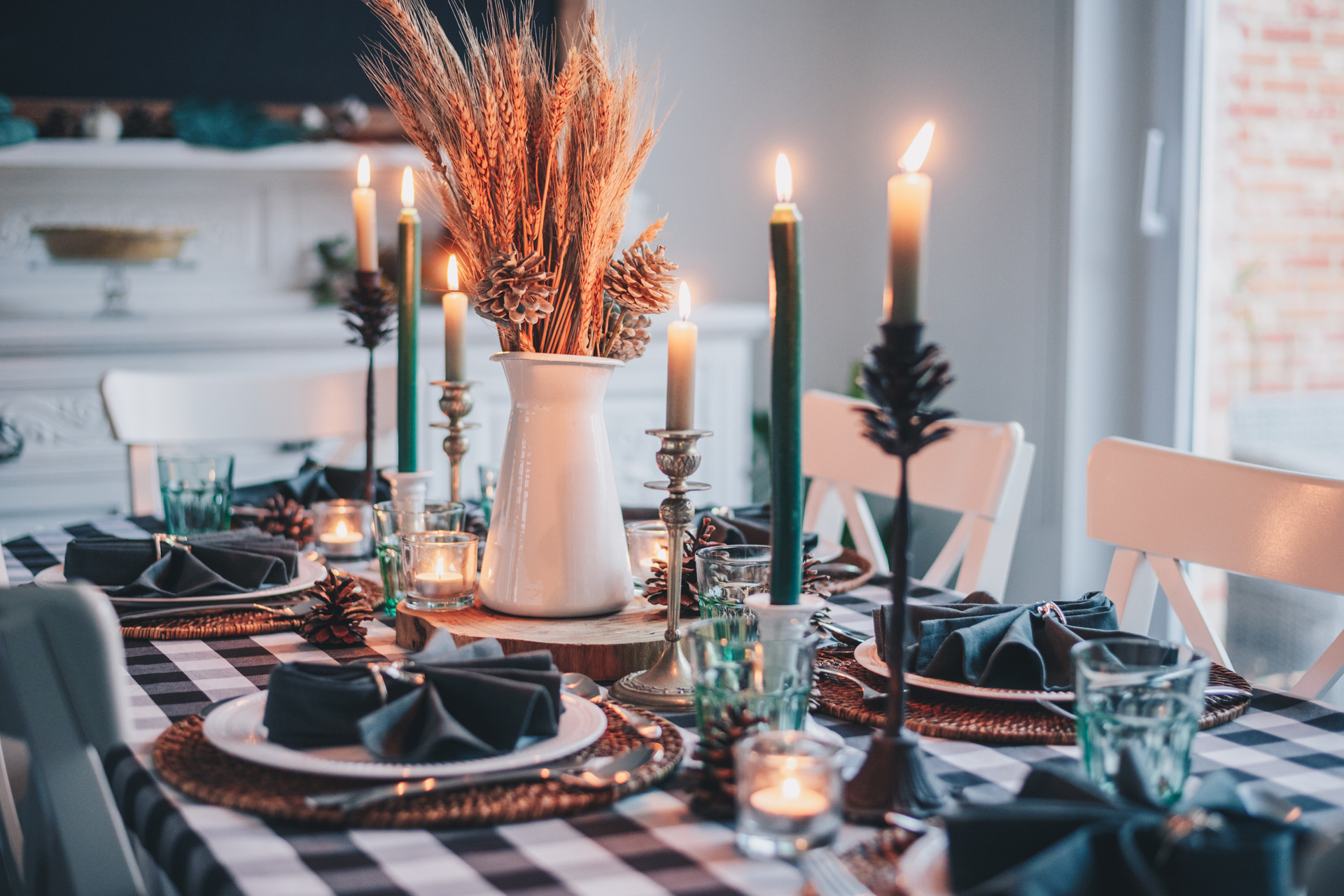 Dinner table with candles