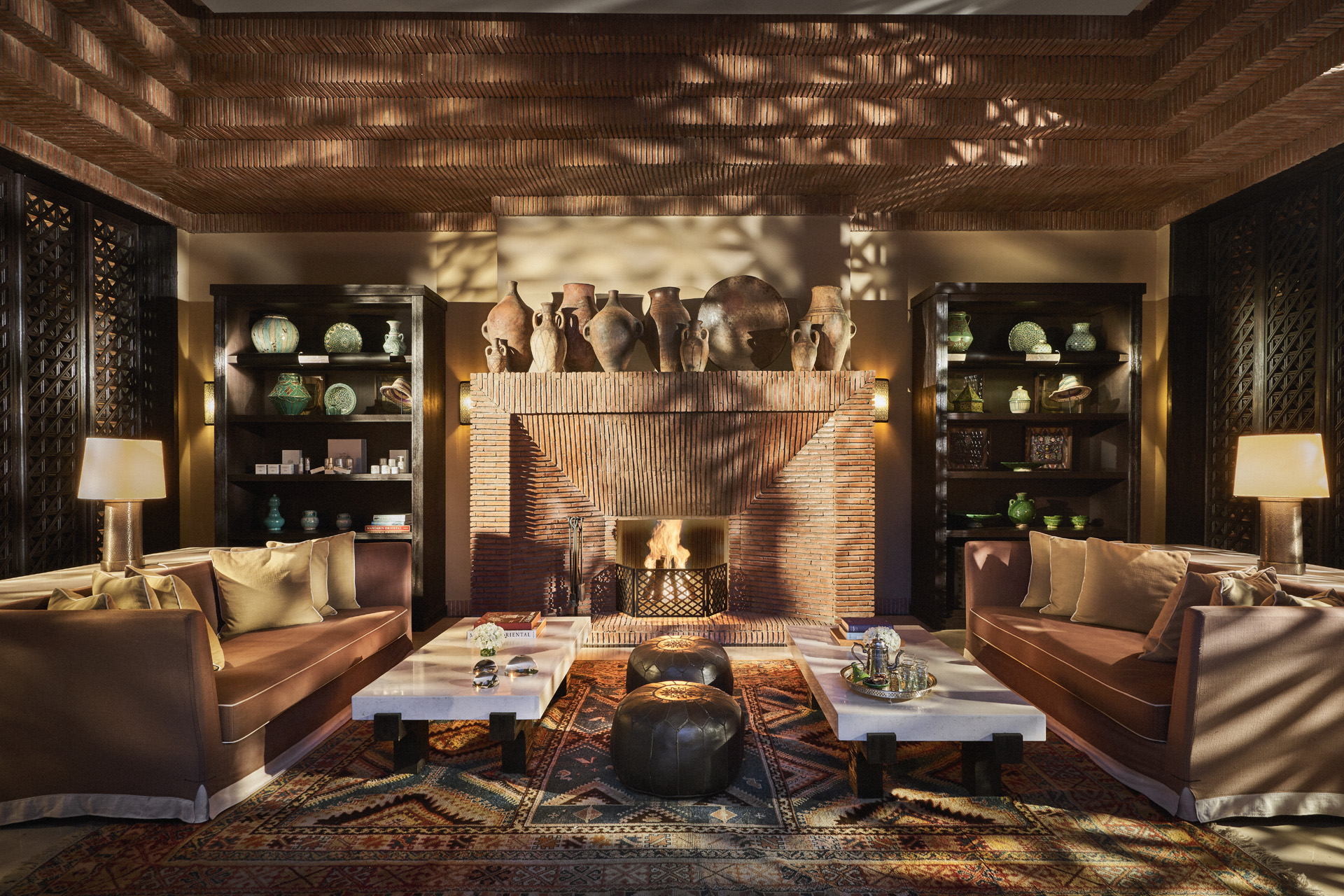 The spa rest room at Mandarin Oriental Marrakech with dappled light