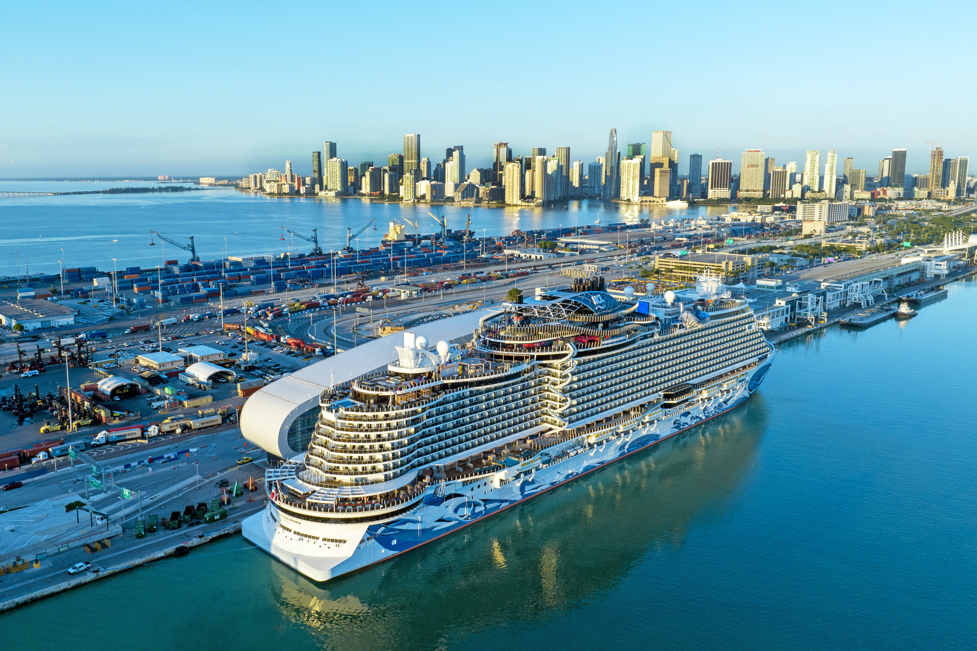 The Norwegian Prima docked in Miami