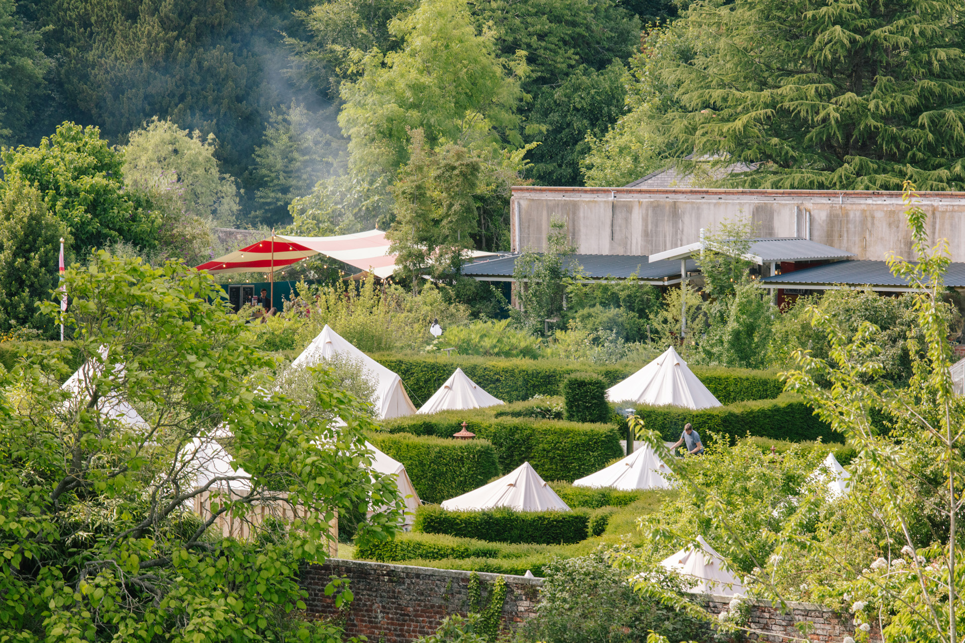 tents in a walled garden