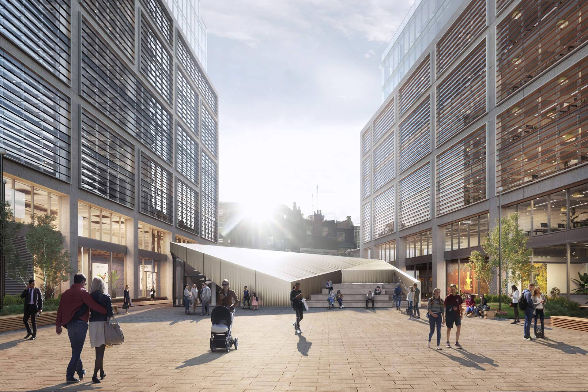 Public realm at The Stage, where the Museum of Shakespeare will be located