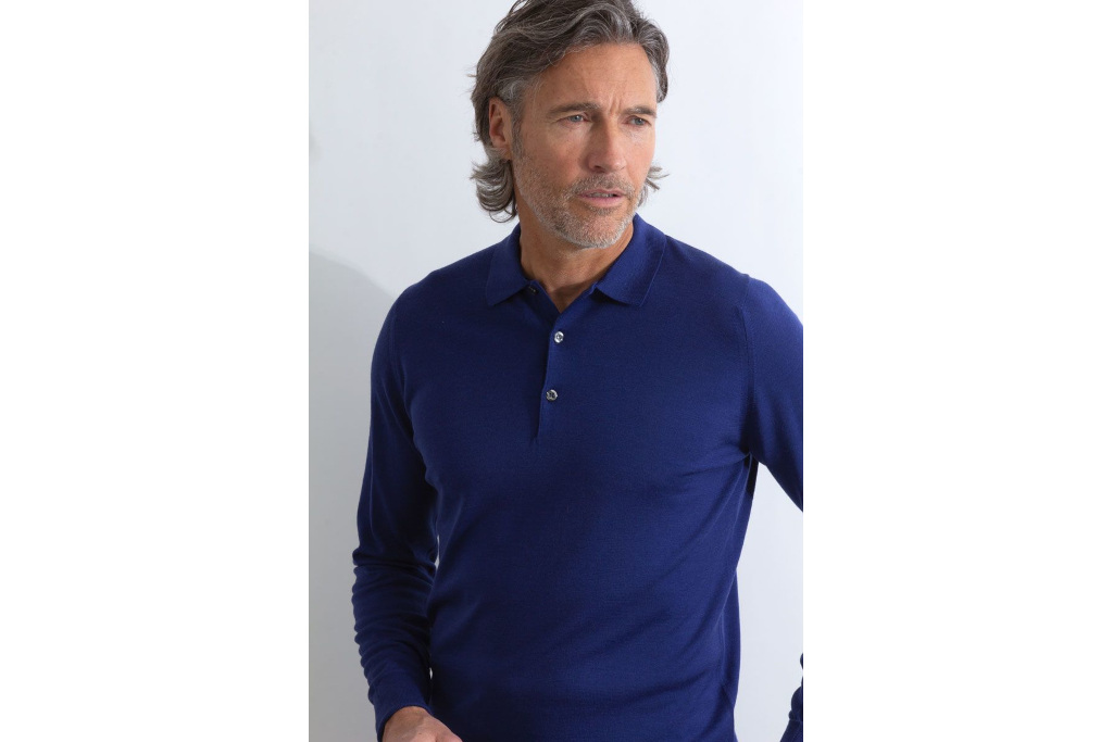 Man in blue shirt