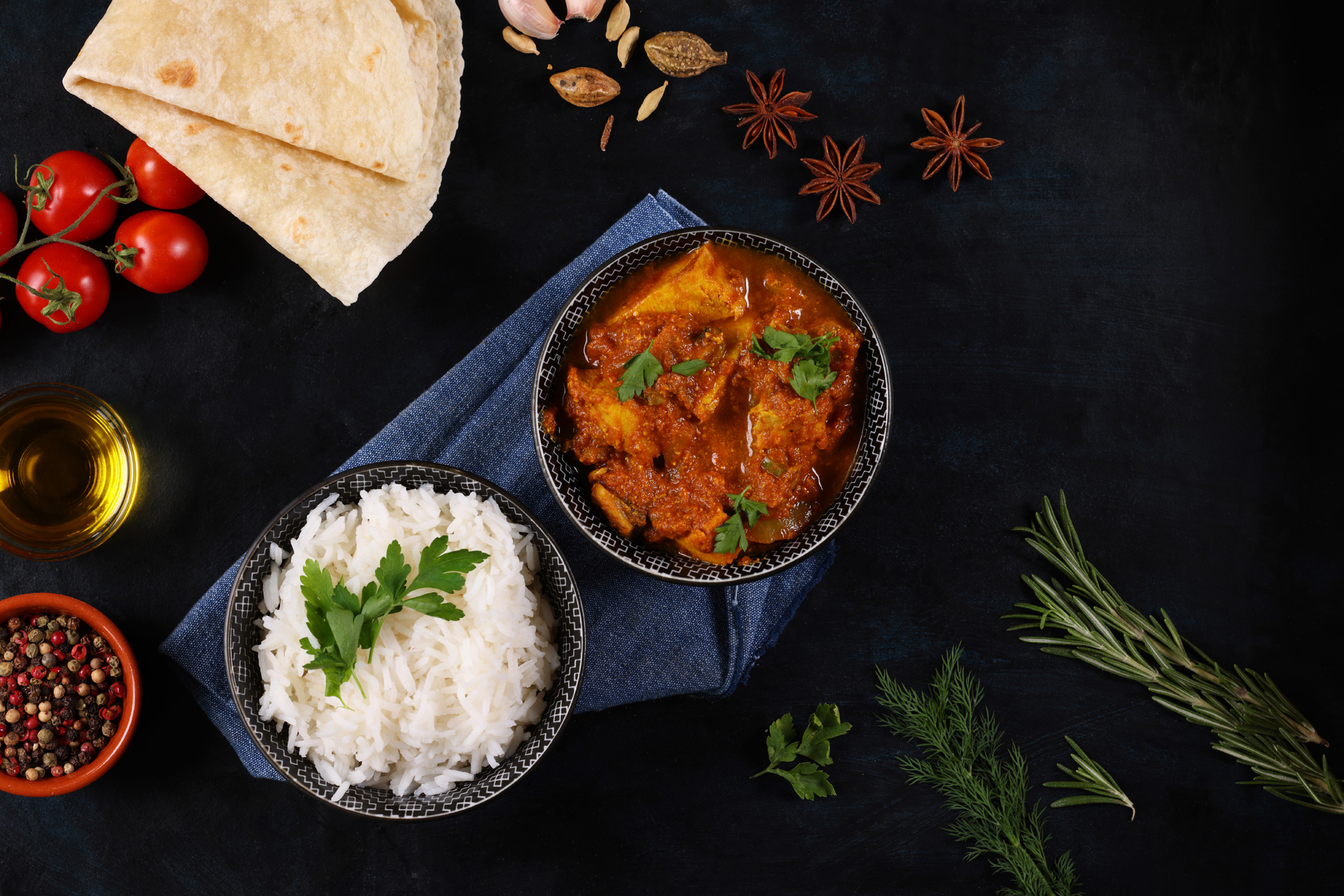 Chicken curry and rice