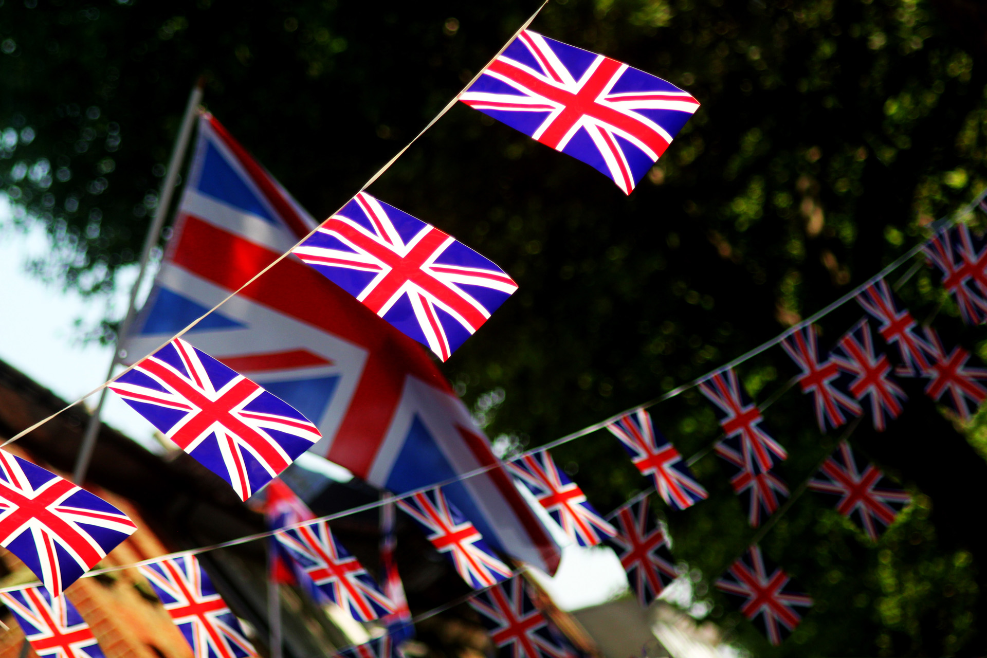 Abstract Union Jack Bunting Scene Surbiton Kingston Upon Thames Surrey London England