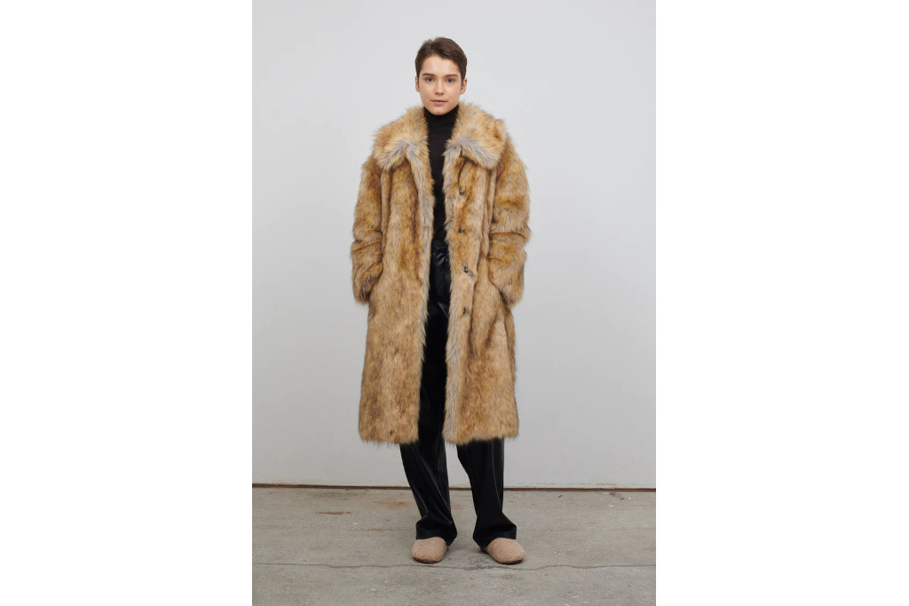 Person in faux fur coat