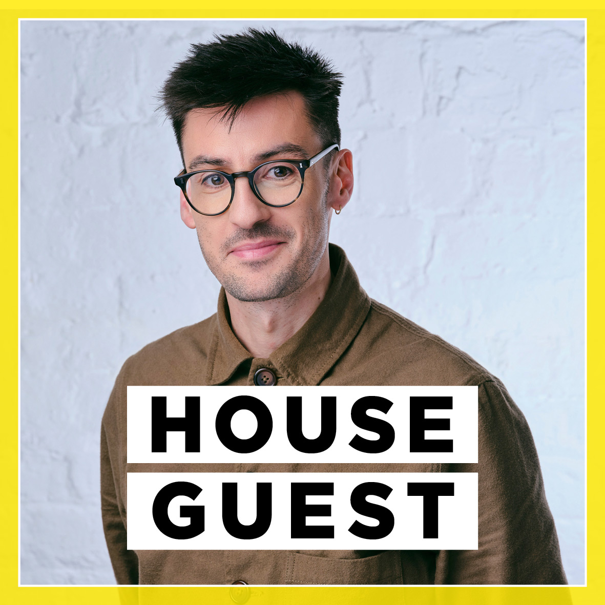 Jason Stewart headshot with the House Guest logo on top.