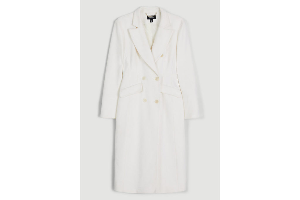 White hourglass coat in cashmere mix,