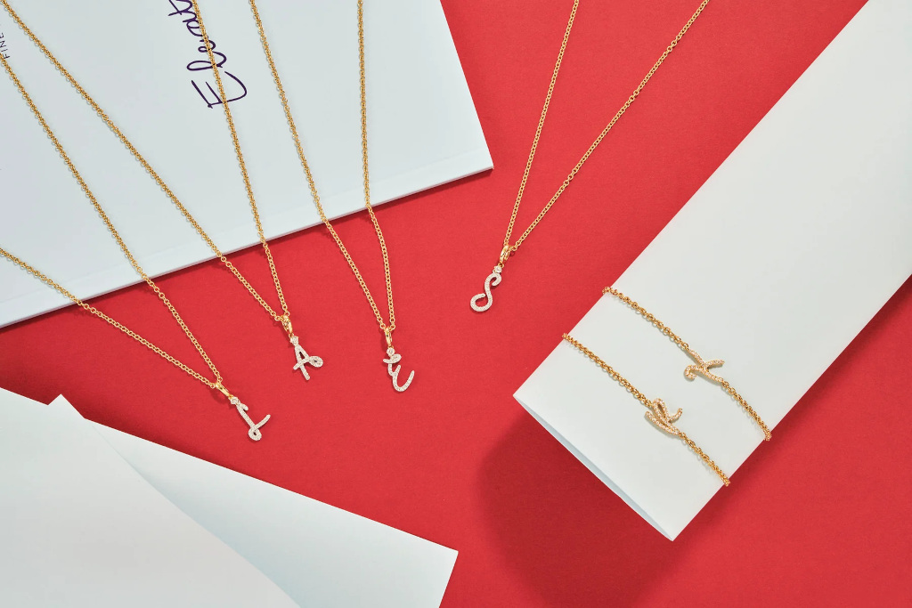 Necklaces and bracelets with initial charms