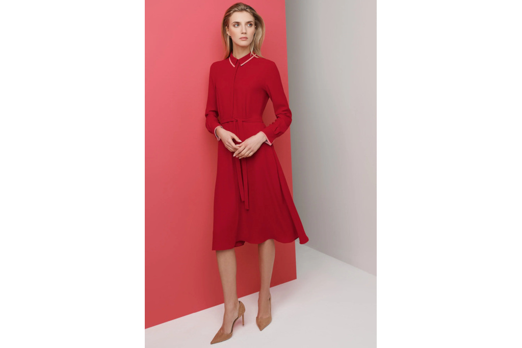 Woman in red dress