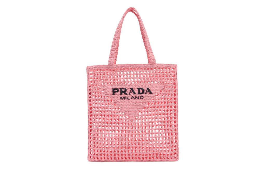 Pink woven tote