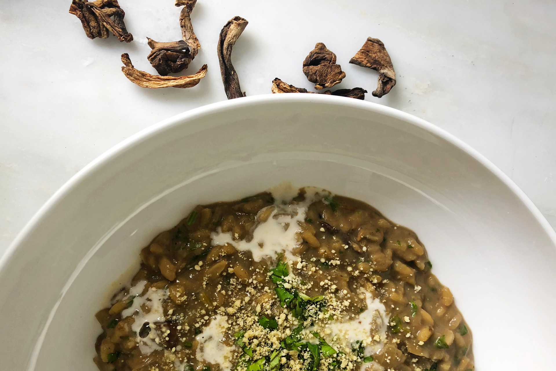 Vegan Recipe: Indulgent, Creamy Mushroom and Coriander Risotto