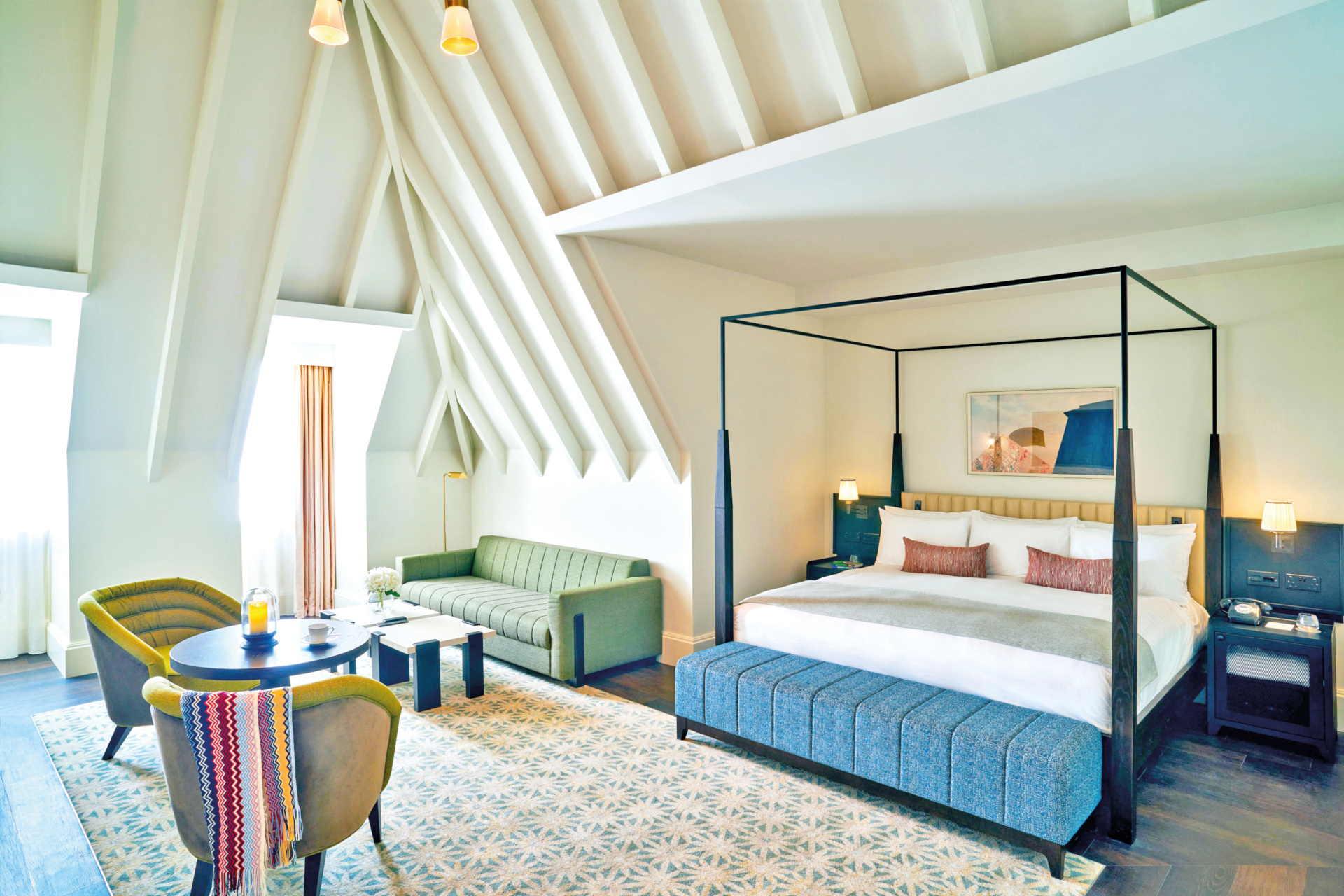 Bedroom with modern four-poster bed