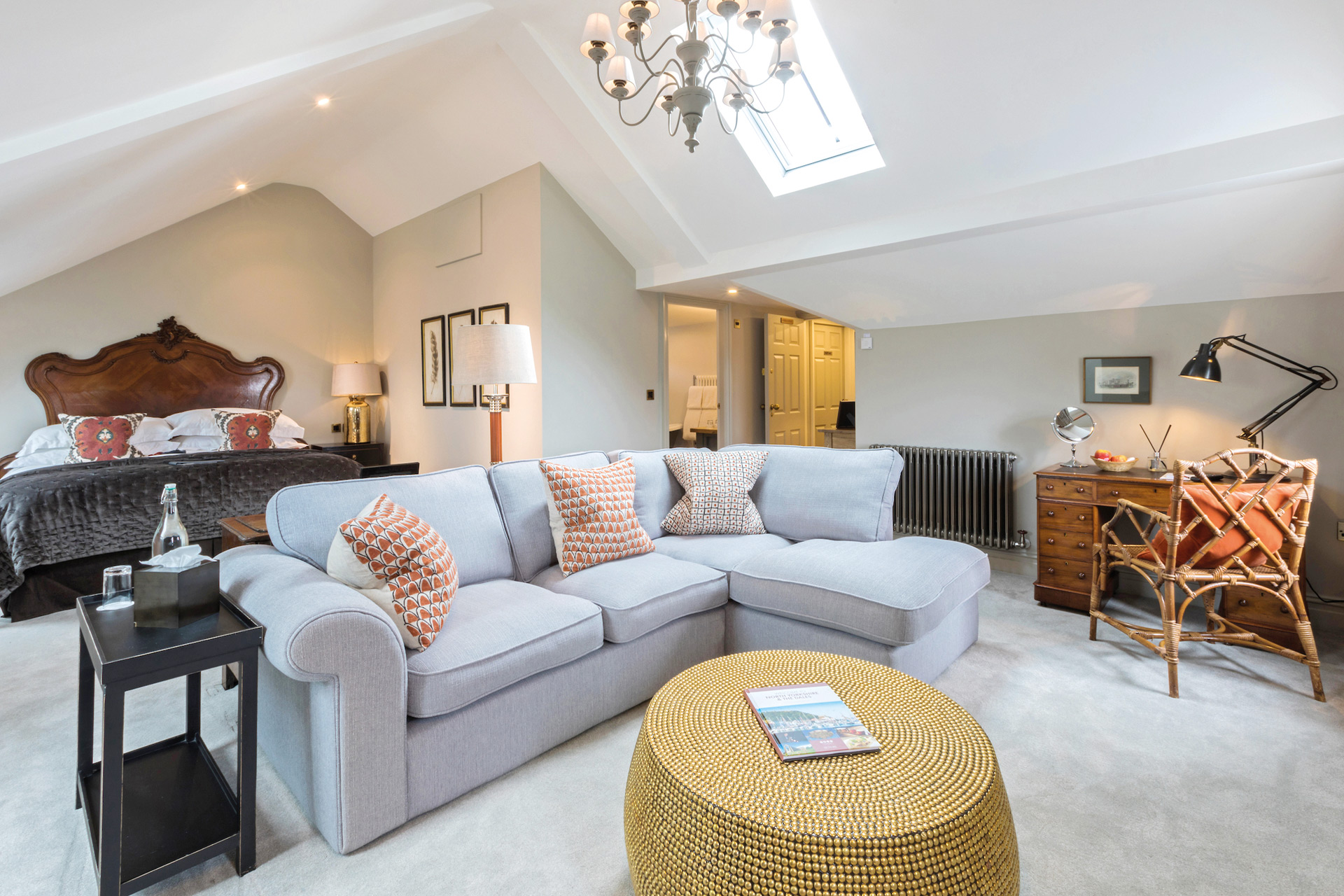 Living room in a suite at the Traddock hotel.