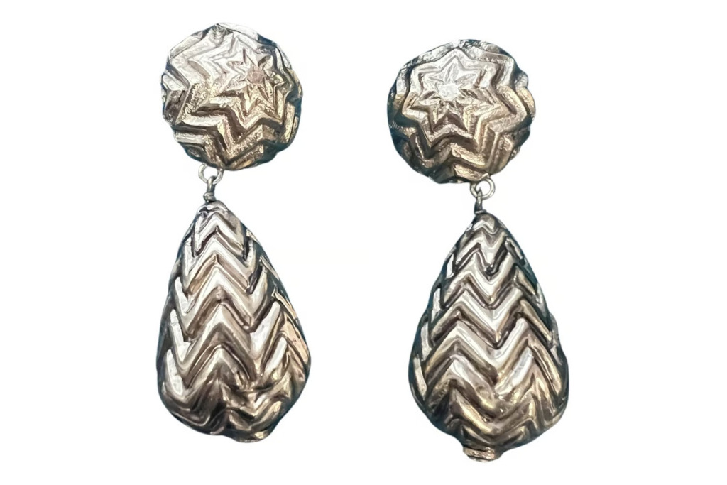 Silver clip on dangling earrings