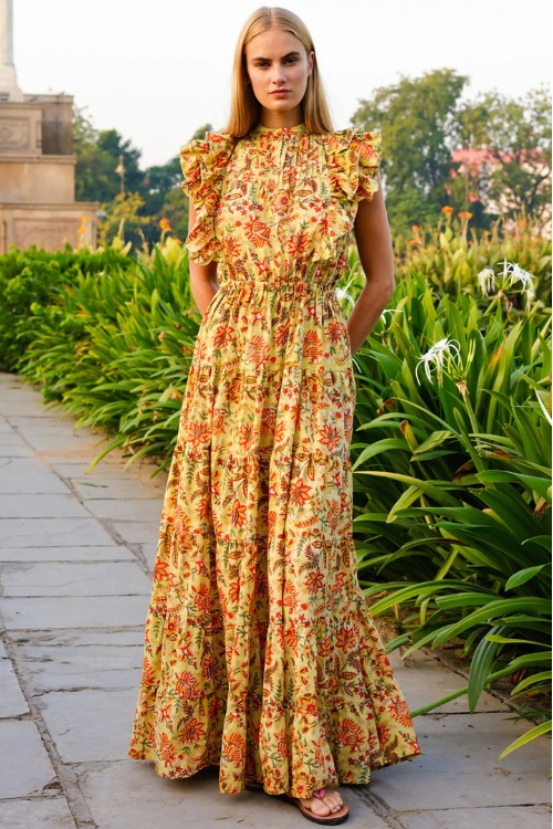 Woman in yellow dress