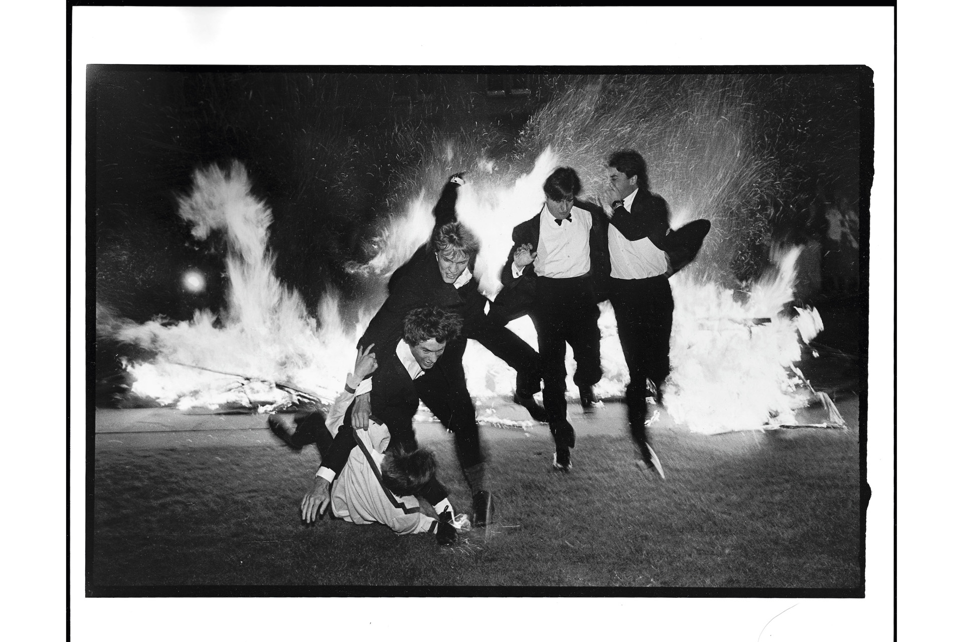Burning boat, Oriel. Oxford 1984