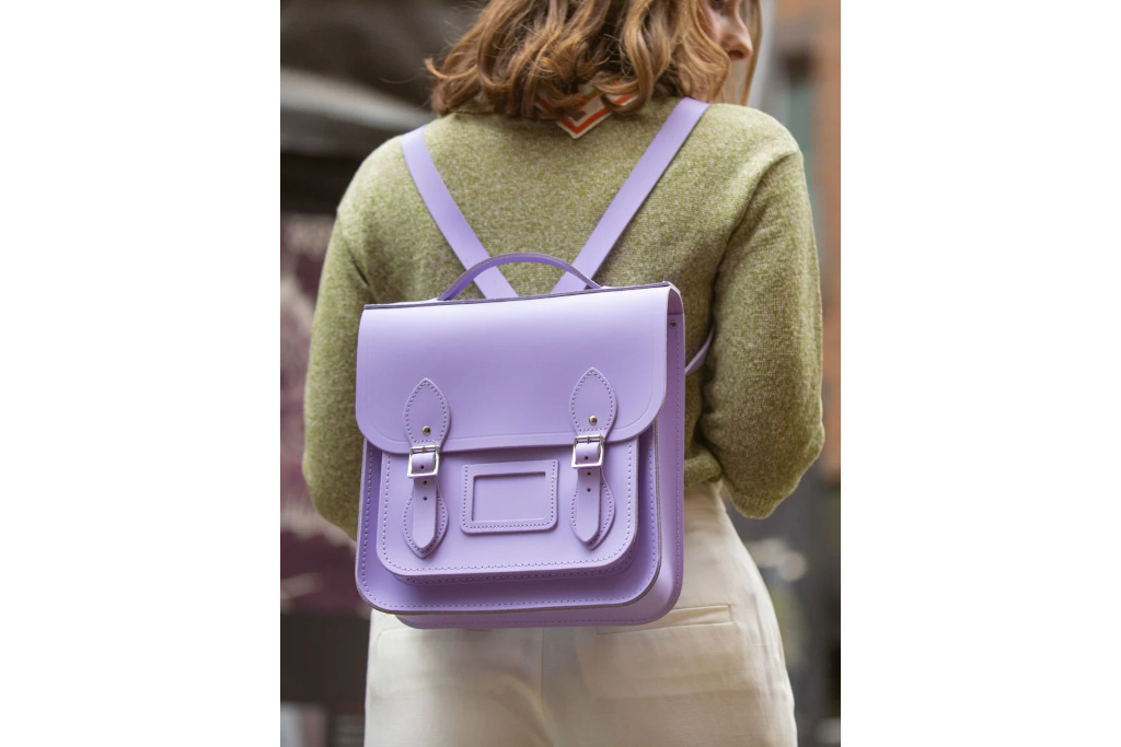 Woman with purple backpack