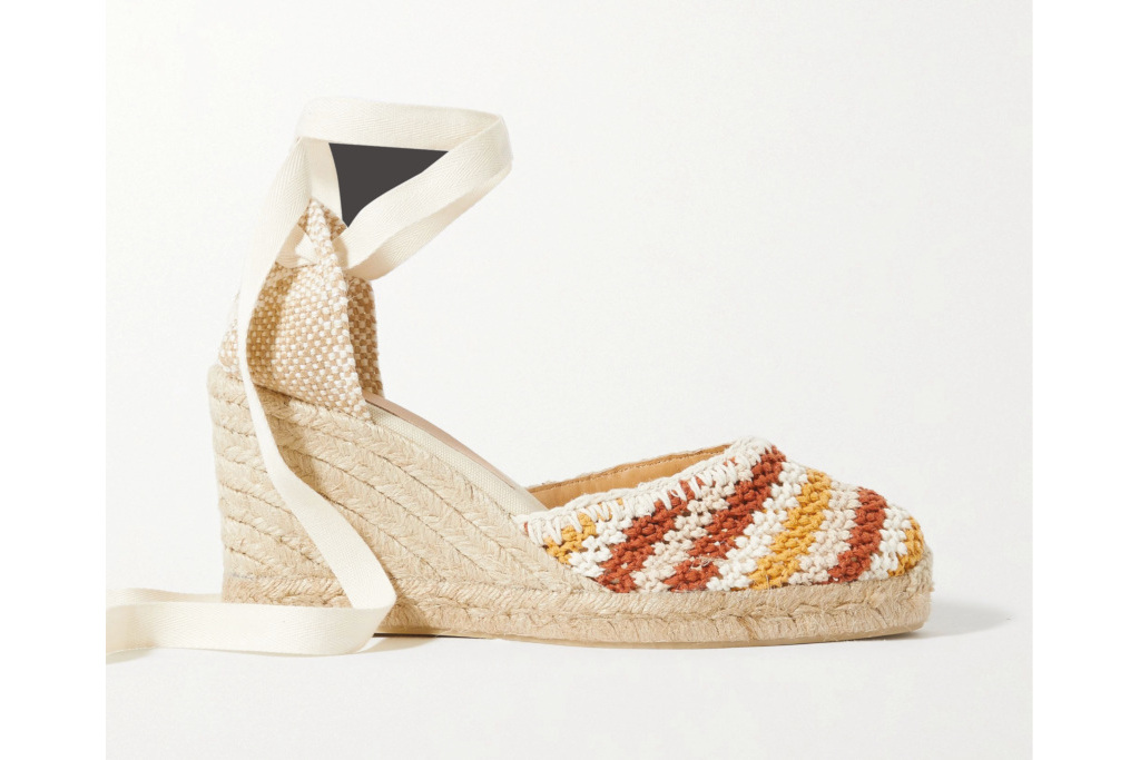 Striped wedge sandals
