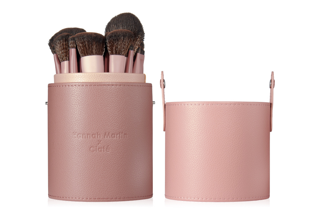 Pink makeup brushes